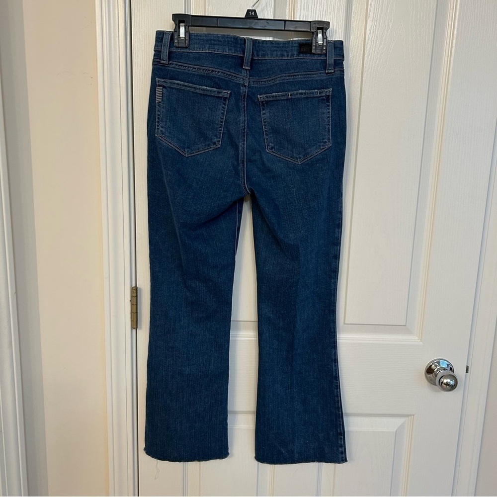 Paige Rory Crop Flare Raw Hem Denim Jeans in Zaylee Size 28 - Picture 6 of 10